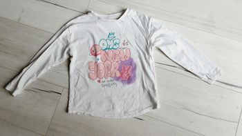 Vêtement fille tee-shirt manches longues blanc motif New York Tex 6 ans