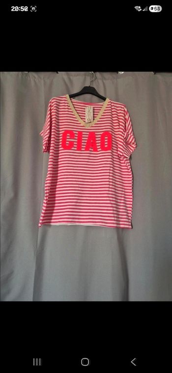 T-shirt rayé fushia 