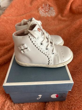 Bottines Jacadi P. 19 blanc cuir brioche