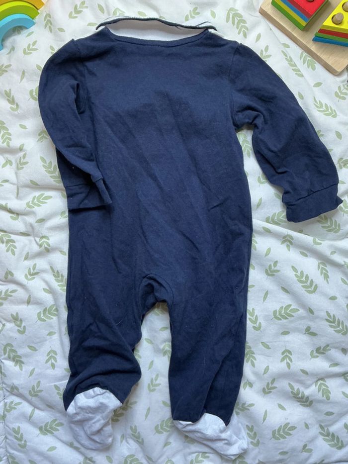 pyjama grenouillère en coton bleu marine ouverture devant 3 mois newborn - photo numéro 7