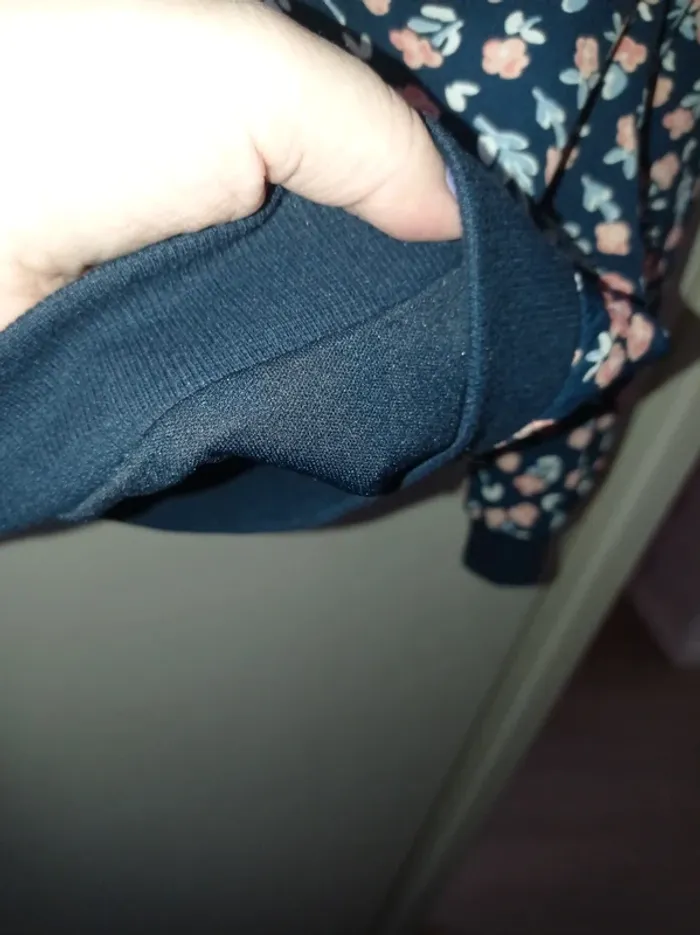 Veste fine mi saison bleu marine a fleurs - photo numéro 2