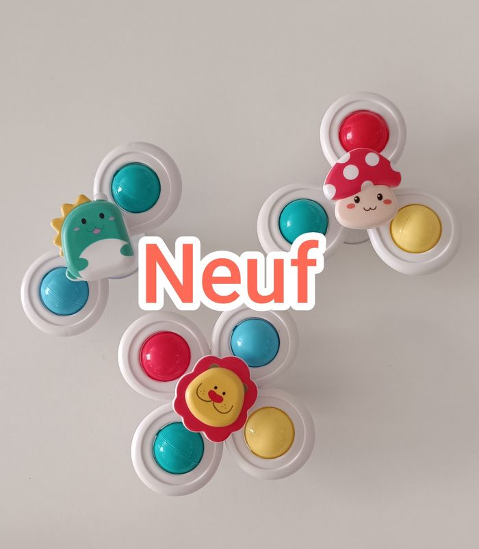 NEUF 💚 Spinners bébé  x3 Toupie avec ventouse .  jouet d'éveil sensoriel