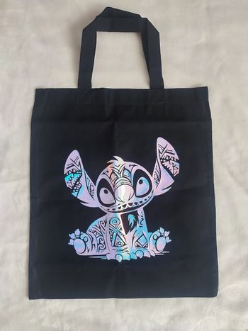 Sac cabas noir Stitch rose phosphorescent