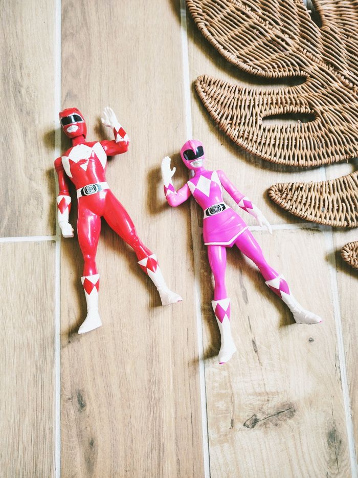 🙅 Power rangers mighty morphin lot figurines du ranger rouge et rose Hasbro