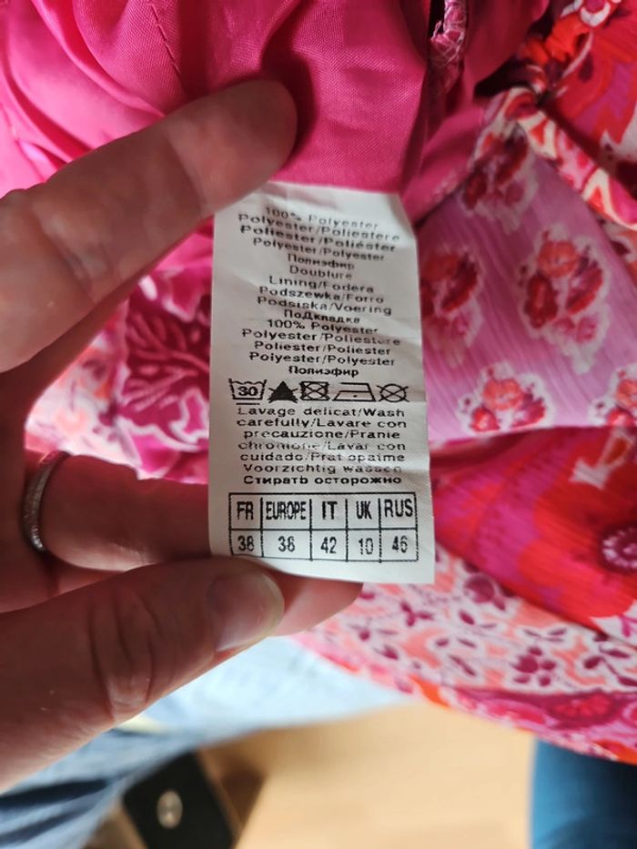 Superbe robe fleurie fushia 38 camaieu - photo numéro 7