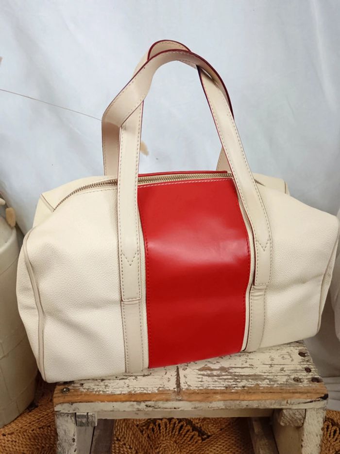 Max Mara | Sac à main cuir rouge et crème - photo numéro 5