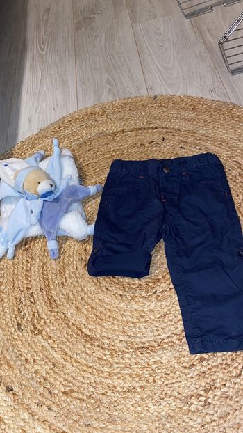 Pantalon tex en toile bleu marine modulable