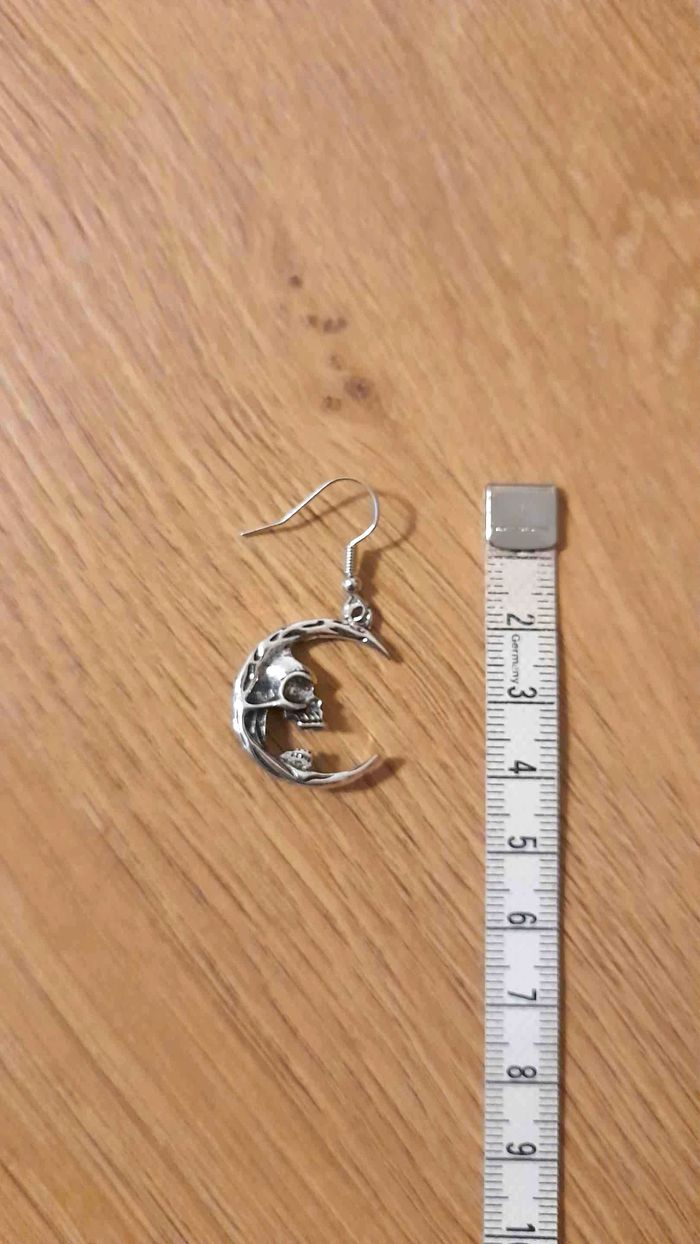 💀 Boucles d’oreilles Halloween pendantes Lune Squelette - photo numéro 3