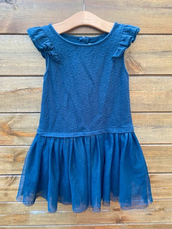 Robe bleu marine vertbaudet fête hiver automne tulle 8 ans - photo numéro 2
