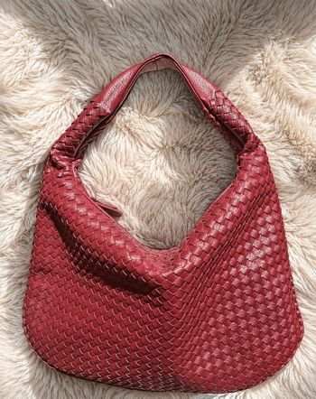Sac à main Hobo en cuir Tressé Rouge Bordeaux Vintage Neuf Tendance
