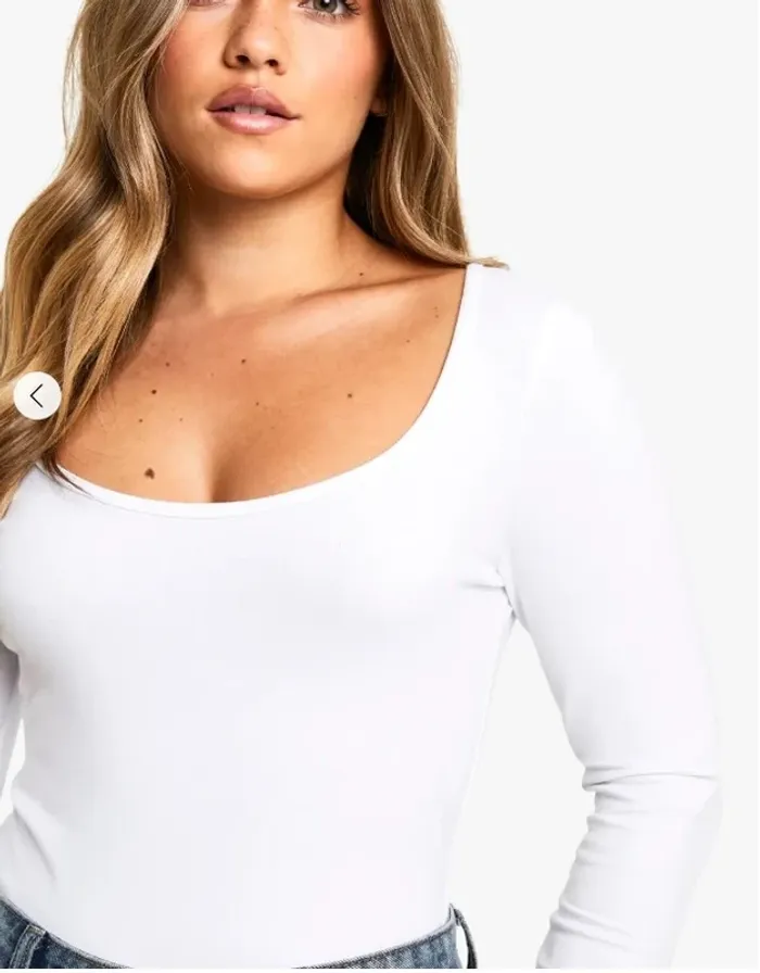 Body manches longues Boohoo Petite – Encolure dégagée – Blanc – Taille 40 – Neuf - photo numéro 3