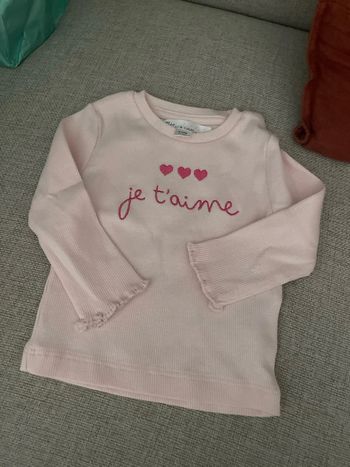 Tee shirt manche longue mes petits cailloux 3 mois