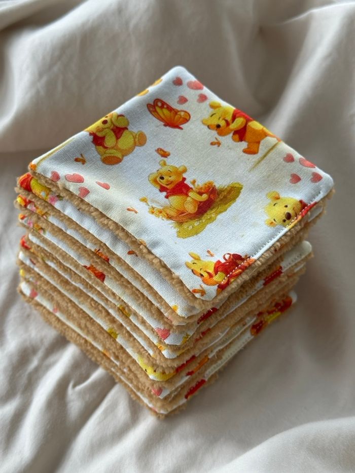 Lingettes lavables Winnie l’ourson lot de 10 en éponge bambou - photo numéro 2