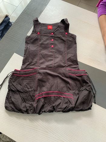 Robe salopette marron rose 8 ans Miss La Voilà !