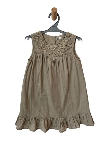 Robe d’été beige sans manche avec broderies - C.F.K 6 ans