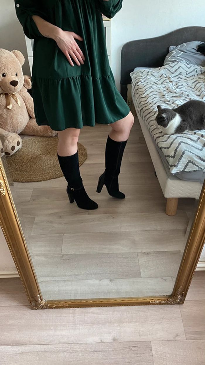 Bottes en cuir daim hautes - photo numéro 5