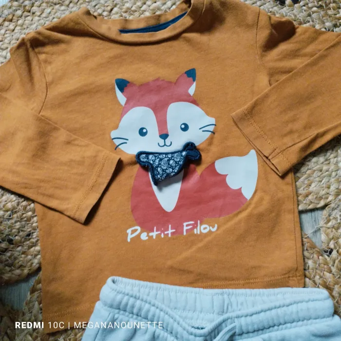 🧡 Ensemble Bébé 9-12 Mois – Jogging & T-shirt Renard 🐾 Kiabi & In Extenso – Très Bon État - photo numéro 5