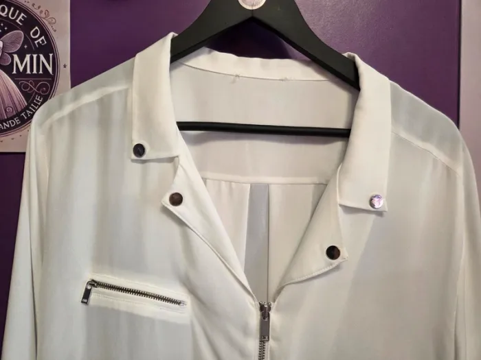 Veste légère fluide blanche zippée – taille 48 - photo numéro 2