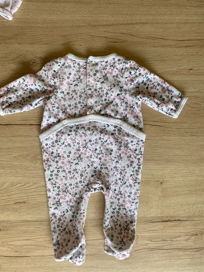 Pyjama fleurs vintage velours hiver bébé fille 3 mois Gémo - photo numéro 4