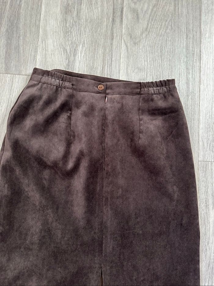 Jupe patchwork en velours marron et orange Gevana Vintage T34 XS - photo numéro 6