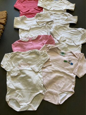 Lot ensemble vêtement bodys body bodies bébé fille 12 mois