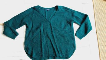 Vêtement femme pull vert uni col vert Bonobo taille M