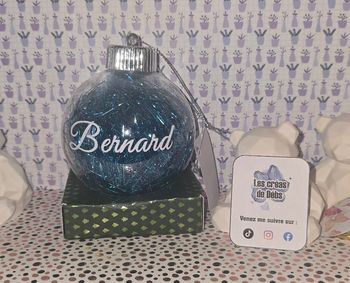 Boule de Noël cheveux d'ange bleu personnalisée