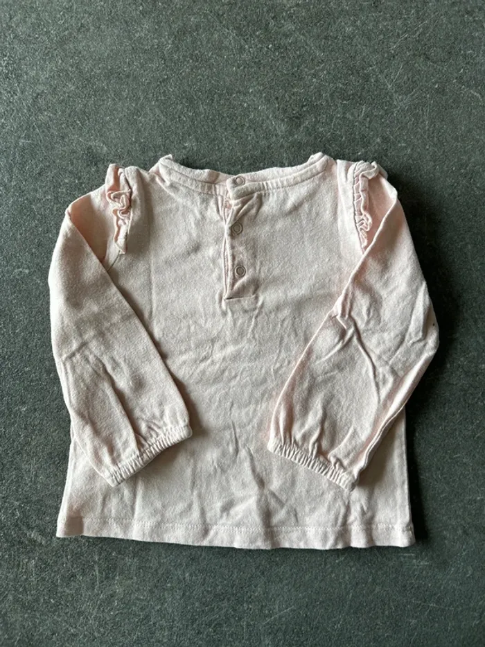 Ensemble salopette + 3 tee-shirt ML fille 9 mois - photo numéro 11