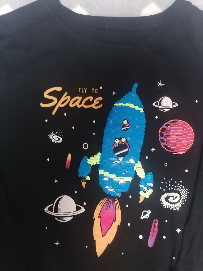 T-shirt manches longues à Sequins 🚀 garçon 12 ans - photo numéro 4