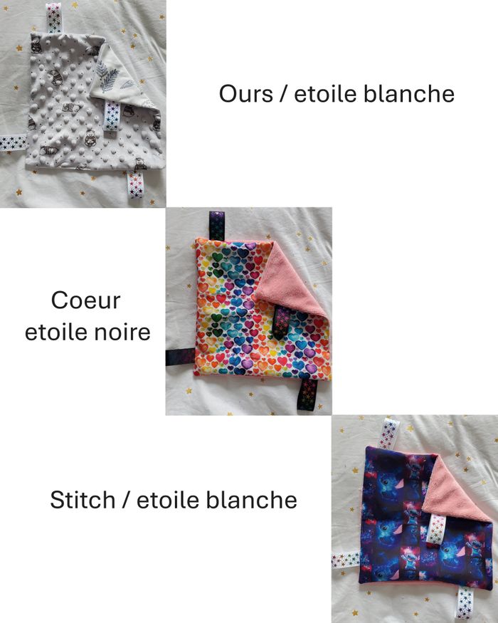 Doudou étiquette - Bleu canard / Etoile Noire - photo numéro 3