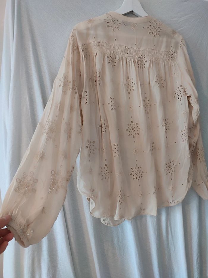 Blouse/chemise ajourée fluide beige nude - photo numéro 4