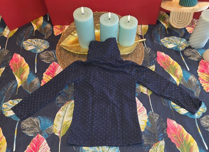 Sous pull bleu marine pois blanc 4 ans - photo numéro 2