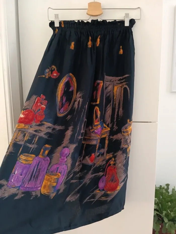 Jupe midi vintage handmade non doublée taille 34/ 36 est - photo numéro 2