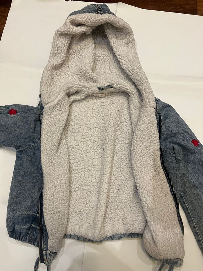 Veste en jean cropped resserrable moumoute perseption conception taille S/36 - photo numéro 6