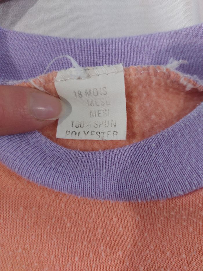 Pull sweet saumon, violet et vert taille 18 mois - photo numéro 4