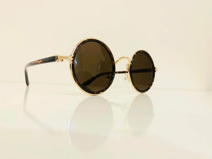Lunette de soleil mixte ronde marron léopard et dorée uvprotection catégorie 3 - photo numéro 6