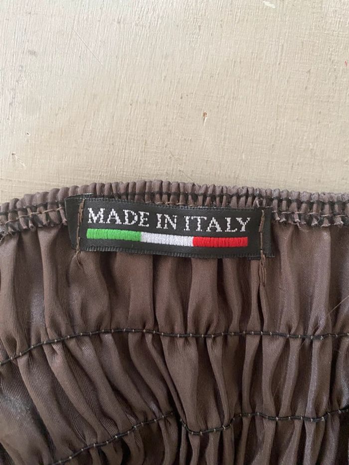 Robe chic de soirée Made in Italy marron avec serquins taille S / M - photo numéro 19