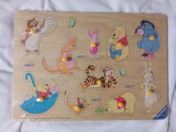 Puzzle en bois Winnie l'ourson 10 pièces dès 18 mois, boutons, Disney