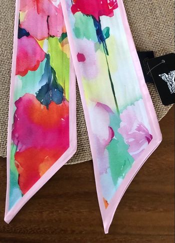 Foulard cravate ceinture - Aquarelle rose Yieli