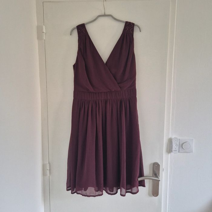Robe bretelles large en tulle bordeaux neuve - Kiabi - Taille L : 40
