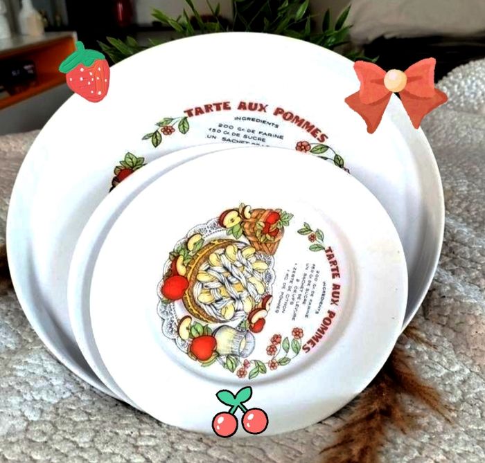 🔴 Porcelaine Plat et 2 assiettes