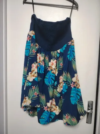 Robe sans bretelles d'été bleu Taille 1XL Shein