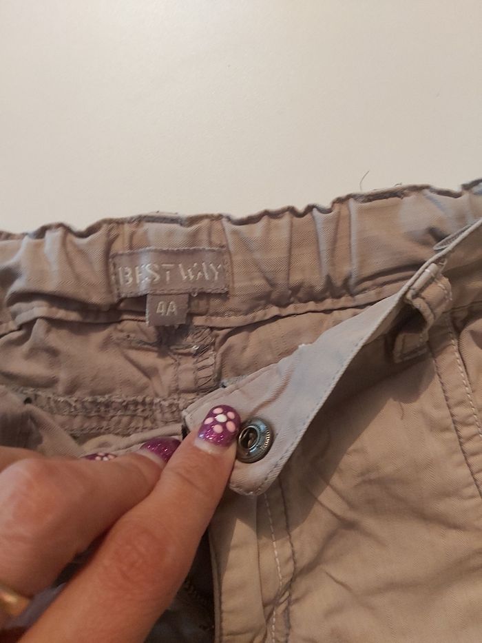 Short enfant 4 ans – Beige, taille réglable - photo numéro 3