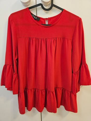 Chemise 3/4 couleur corail rouge