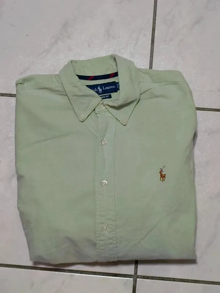 Chemise Ralph Lauren Classic Fit Vert Clair Vintage Y2K - photo numéro 4