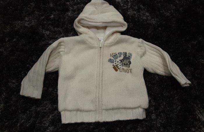 Gros gilet tricot à capuche - 12 mois