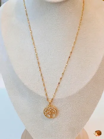 Collier doré arbre de vie pendentif strass – tendance et intemporel