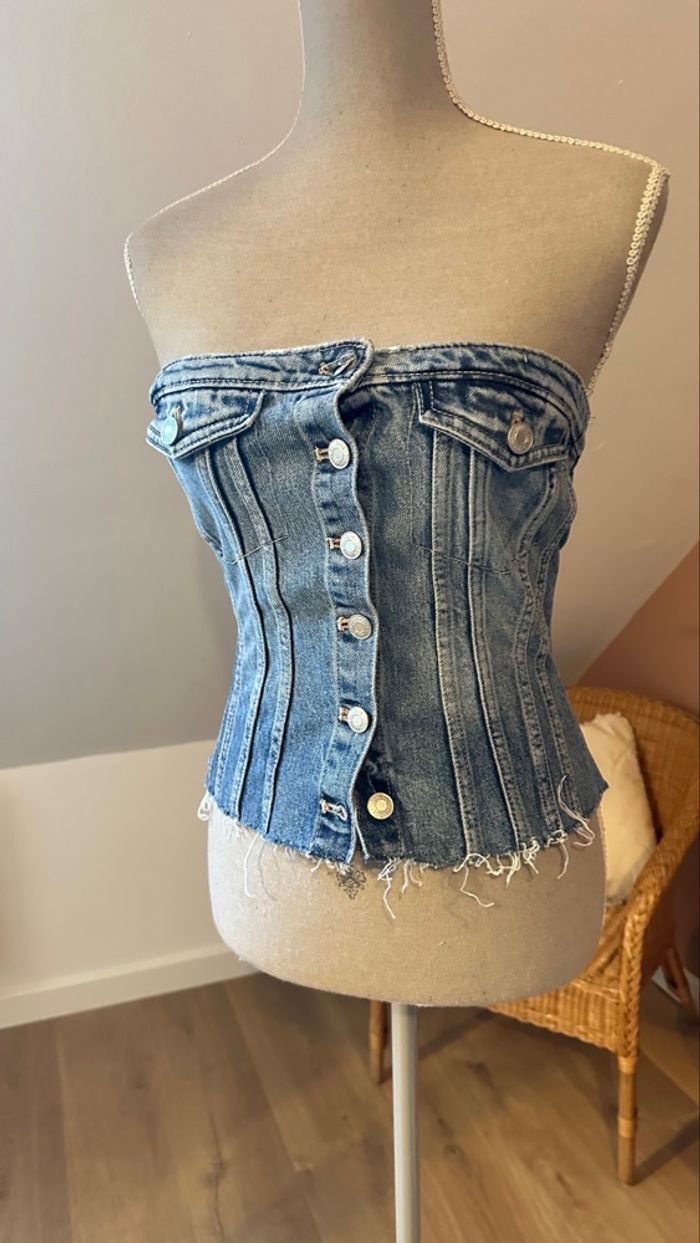 💜 Bustier en jeans bleu clair Zara taille S 💜 - photo numéro 5