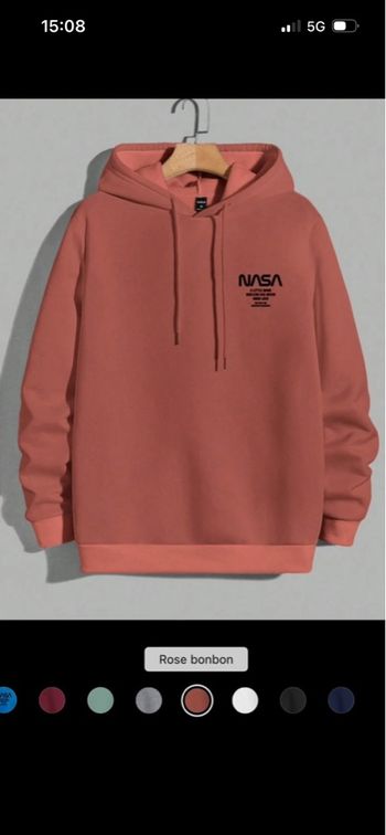 Sweat à capuche NASA - Rose Bonbon - Neuf avec emballage