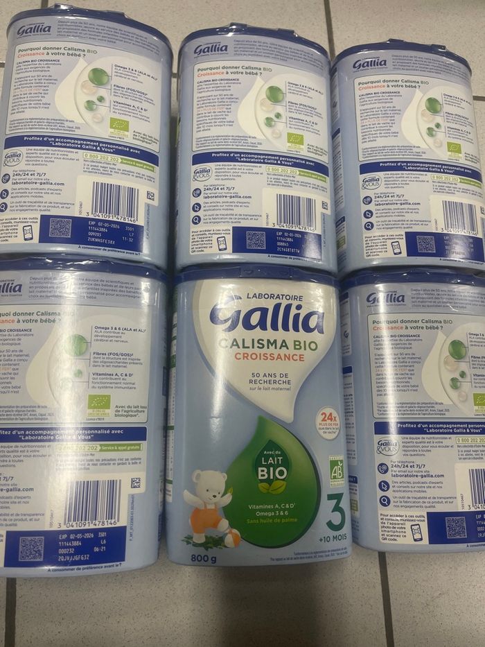 Lot de 6 boites de lait « Galia bio »3eme âge